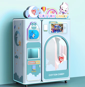 Movable with wheels automatic sugar refills for cotton candy floss vending machine