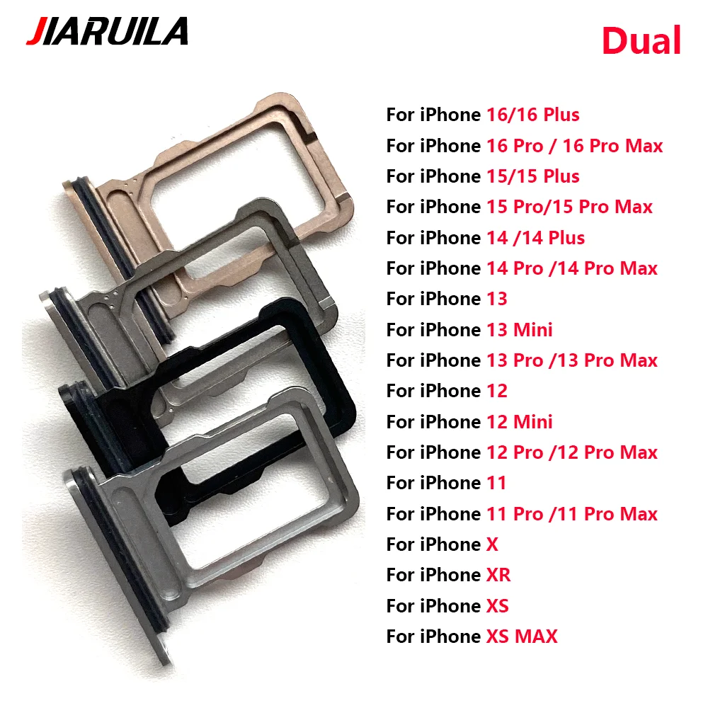Dual SIM Card Tray for iPhone 17 16 16E 15 14 Plus 13 12 Mini 11 Pro X XR  XS Max Sim Card Holder Adapter Spare Parts Wholesale