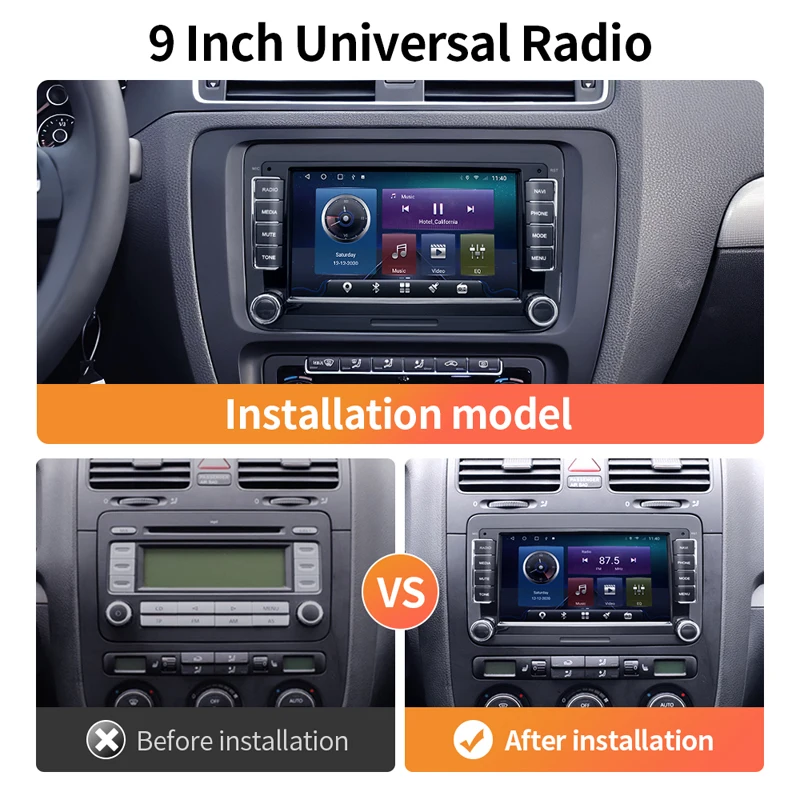 GRANDnavi 7 Inch Dashboard Android Auto Android System Carplay Car Stereo Player FM Car Radio for Volkswagen