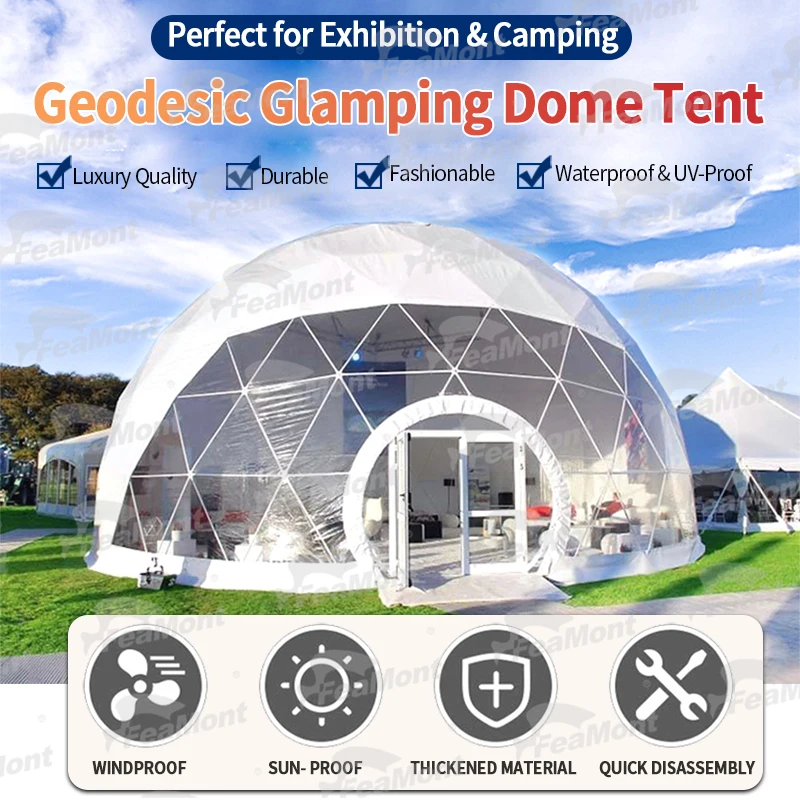 FEAMONT High Security Plastic Inflatable Clear Glamping Cottage Garden Bubble Dome Kids Camping Tent