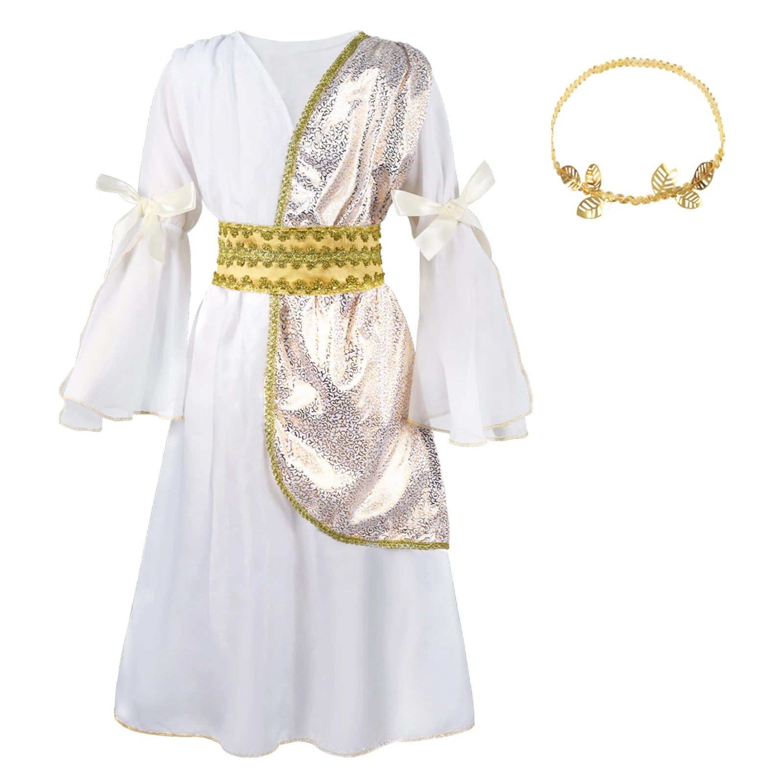Halloween 2 Pcs Greek Toga Costume - Grecian Roman Princess Dress