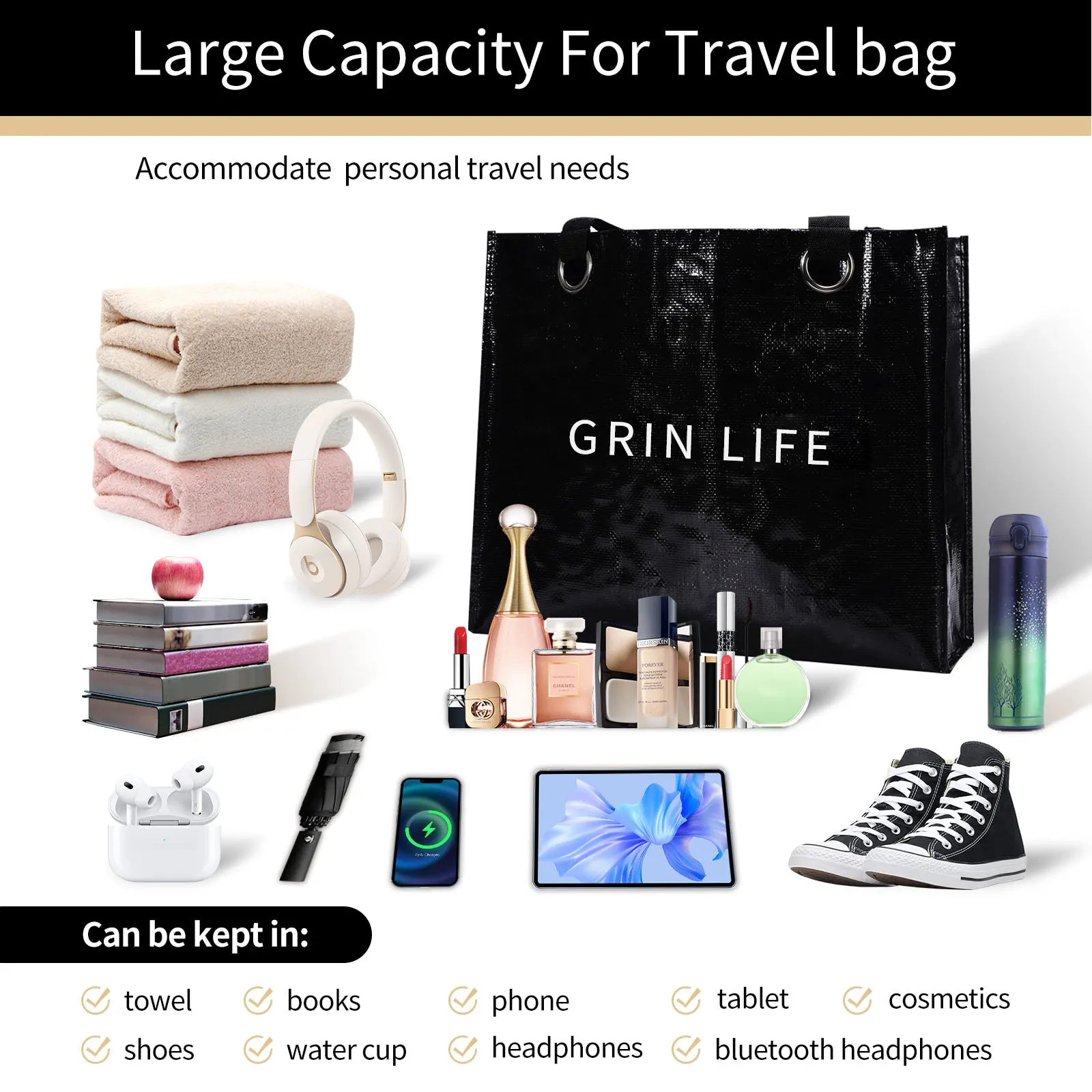 Custom eco-friendly tote bag with pp woven plastic handle reusable fashionable promotion shopping pouch for gifts