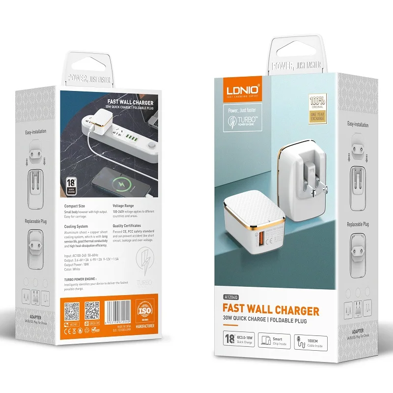 Настольное USB-зарядное устройство A1204Q с одним портом быстрой зарядки QC3.0 для сотового телефона Xiaomi/Huawei/Vivo