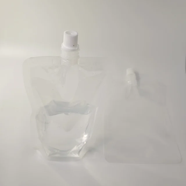 250ml Biodegradable Clear Vertical Water Bag with Security Features  PE Liquid Nozzle Bag for Packaging Juice Drink Pouches