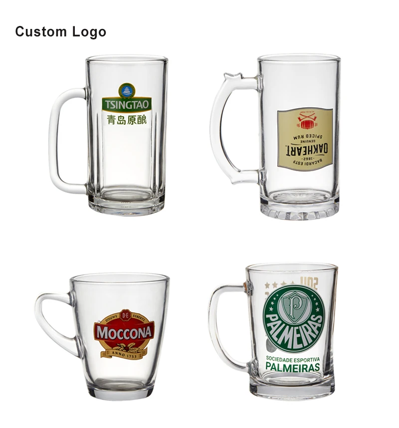 Custom Lead-free Transparent 500ml/16oz Glass Beer Mugs For Draft Beer ...