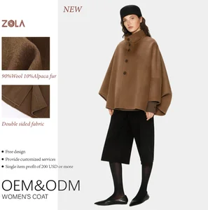 Vintage Design Handmade Single Breasted Alpaca Woolen Coat Eco-Friendly Loose Fit Short Outerwear for Ladies Casual Winter Wear