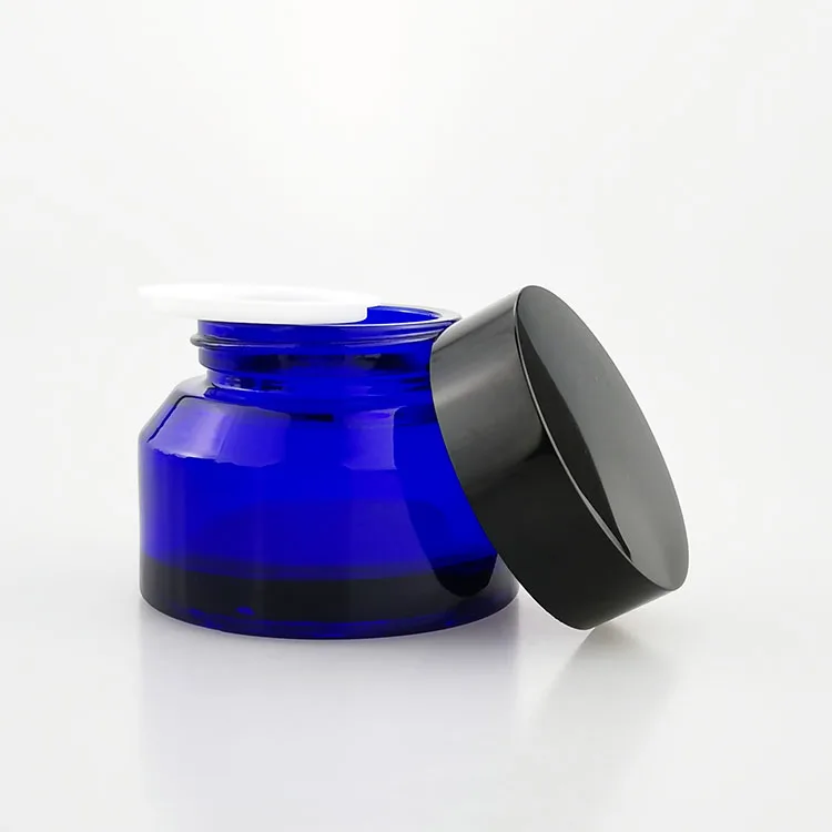 Download 50ml Cobalt Blue Glass Cosmetic Jar 50g Cosmetic Cream Jars With Black Lid In Stock Buy Blue Glass Jar Blue Glass Cosmetic Jar Glass Jar 50ml Product On Alibaba Com