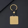 Gold Leather 35mm Square Keychain