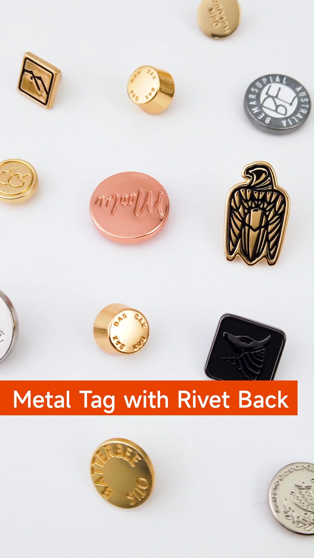 Garment Custom Logo Rivet Back Metal Label Logo Small Round Metal Tag