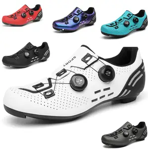 Indoor Outdoor Cycling Shoes Orange Hard Sole Breathable Unlocked Riding Power Road Bike Mountain Cycling Cleat Shoes