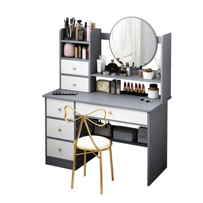 2024 Economical Small Household Storage Makeup Vanity Table Set  Light Mirror Makeup Dressing Table