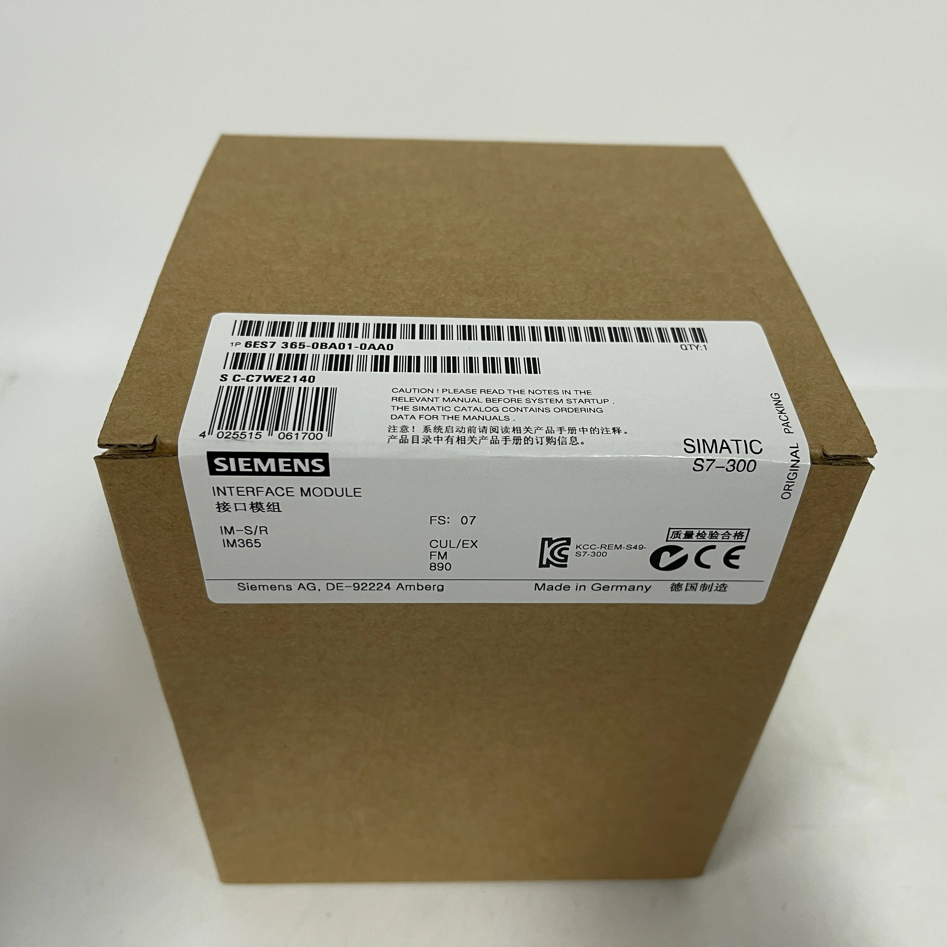 SIEMENS Interface Module IM365 (SIMATIC S7-300) 6ES7365-0BA01-0AA0 SIEMENS Interface Module IM365 (SIMATIC S7-300) 6ES7365-0BA01-0AA0