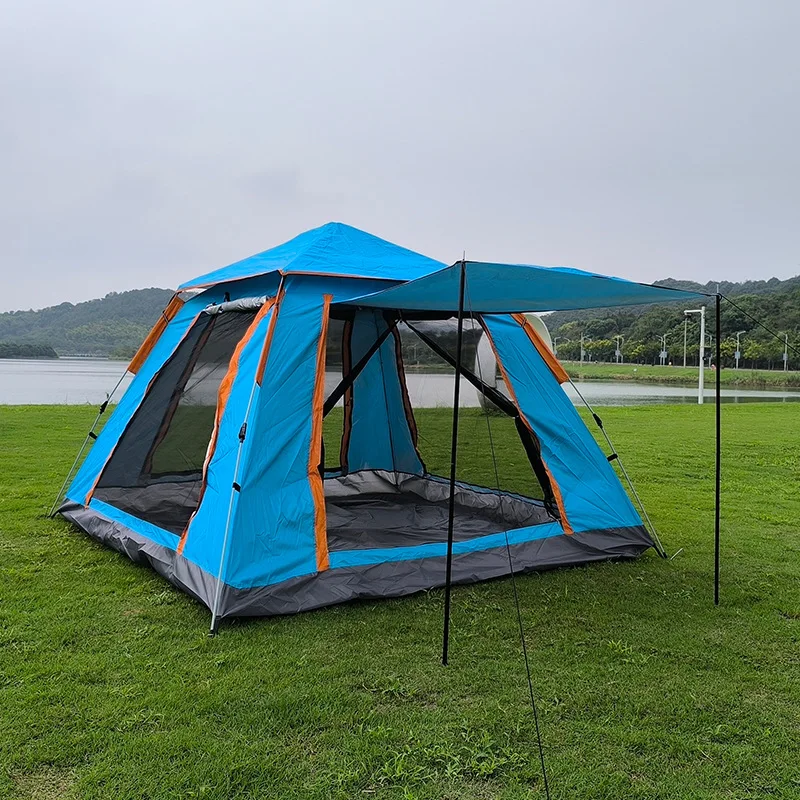 Wholesale 3-4 Person Fully Automatic Silver Glue Folding Tent Quick Open Oxford Beach Sunscreen Ventilation for Outdoor Camping