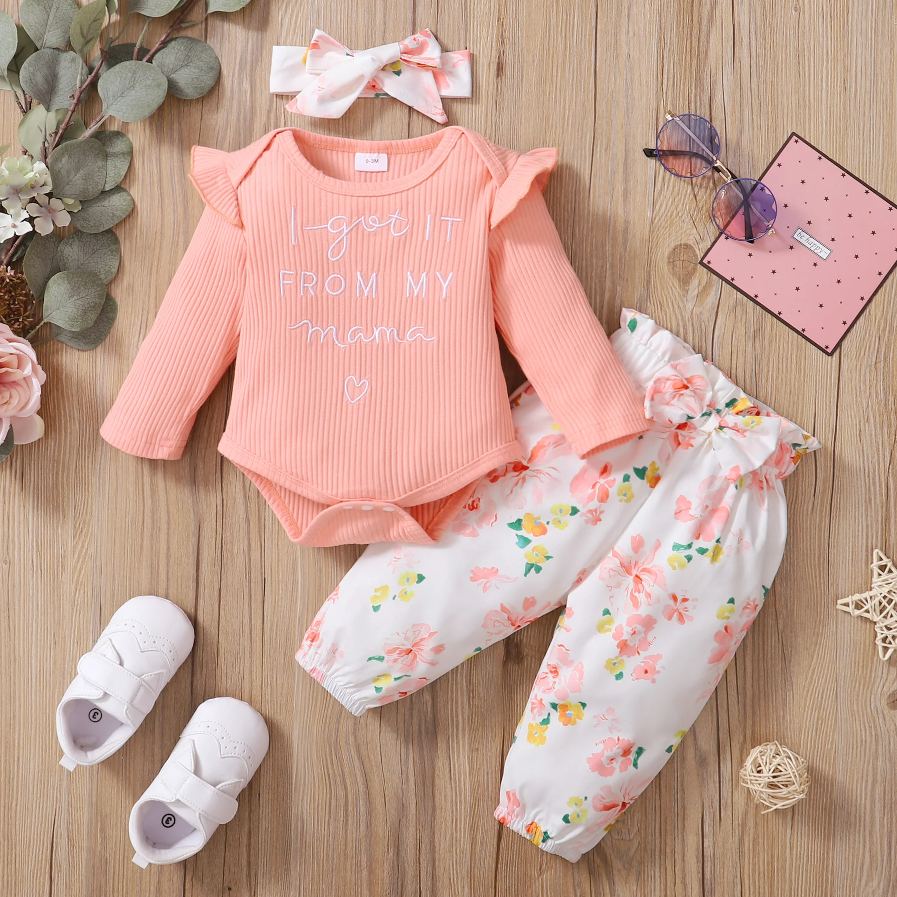 Newborn Baby Girl Clothing 3 Pcs Romper Floral Pant Headband Romper Long Sleeve Organic Cotton Baby Clothes For Girls Alibaba