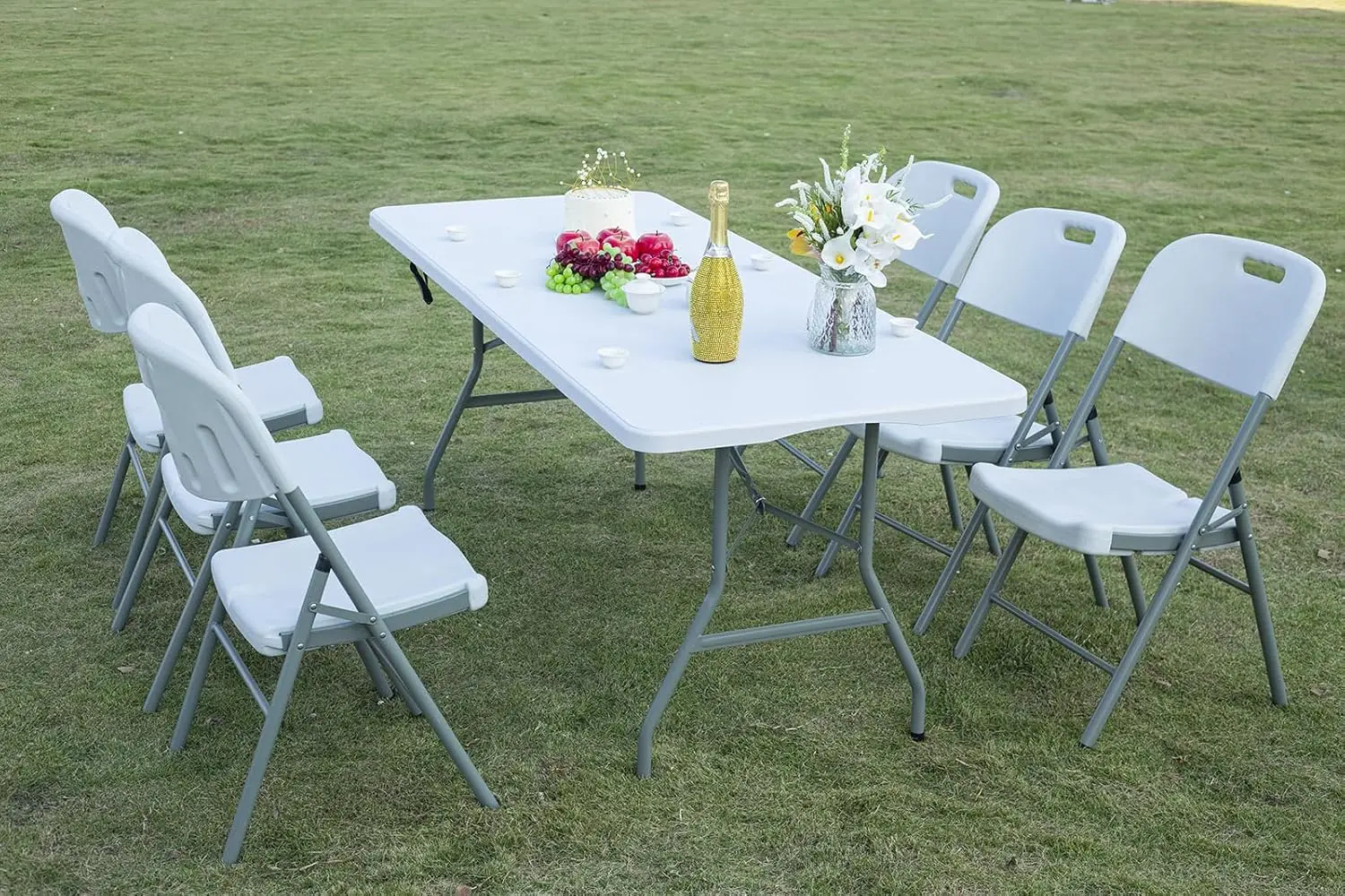 Plastic Folding Table And Chairs Factory Wholesale White Plastic Folding  Tables Chairs For Outdoor Courtyard Dining, image size:1500x1000