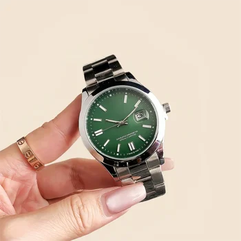 factory customize high quality vintage design calendar dial hand watch with stainless steel  strap men waterproof quartz watch