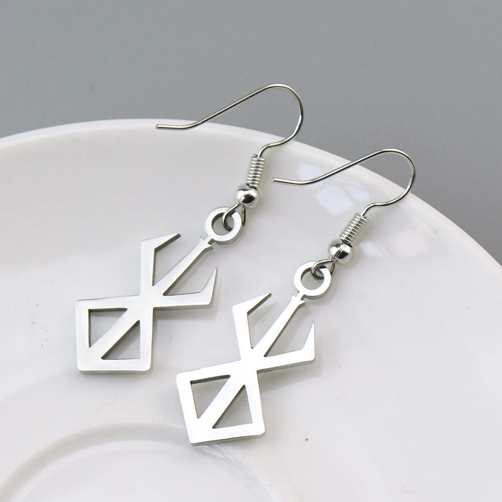 Berserker Rune Symbol Earring Nordic Logo Steel Emblem Norse Amulet Talisman Sign Jewelry