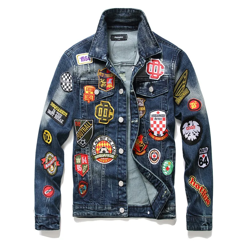 Customization Men's Elastic Denim Coat With Slim Fitting Cloth Badge ...