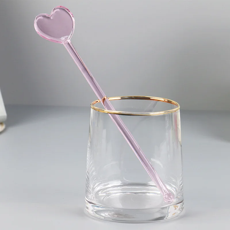 Pink Borosilicate Glass Bar Stirrer Dinking Stirrer Glass Cocktail