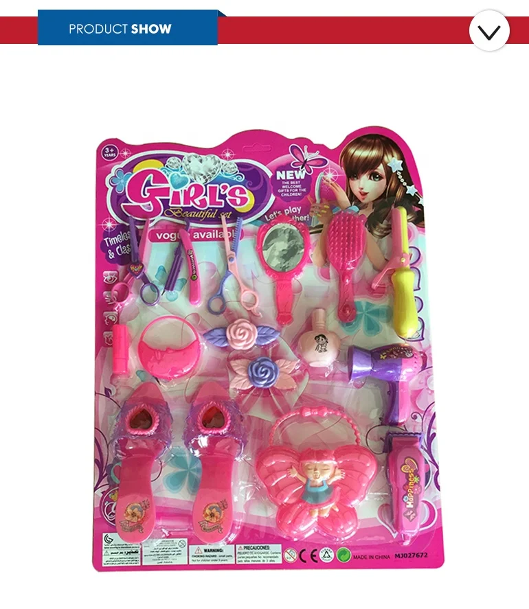 Juego de simulación de rol para niña, mini juguetes pequeños de maquillaje,  belleza con muñecas, conjunto de herramientas de vestir