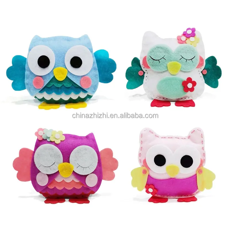 4pcs Felt Diy Craft Diy Sewing Kit Diy Handmade Toy Stuffed Owl Doll
