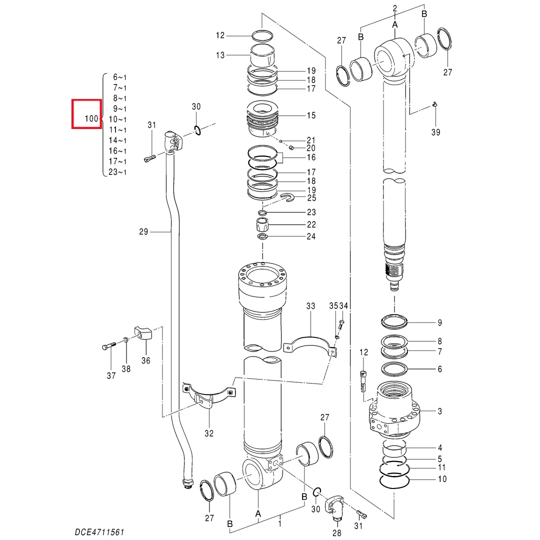 Original Excavator Spare Parts - Bucket Cylinder Repair Kit