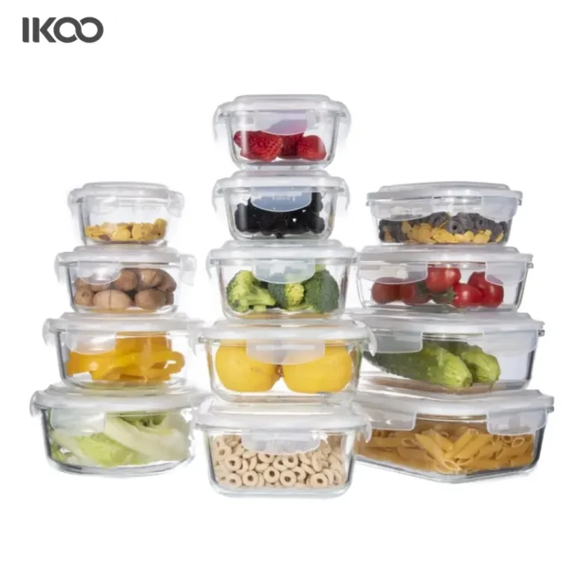 Glass Food Storage Containers Pack of 18 Glass Containers Transparent Lids BPA Free for Home Kitchen