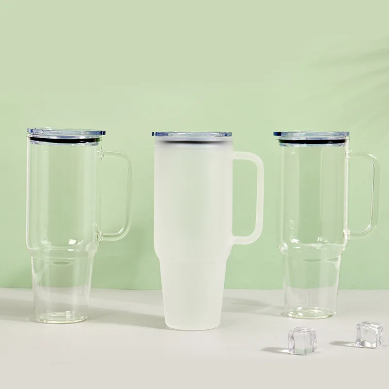 Spot goods  New 40oz High Borosilicate Glass Car Cup High Capacity Beverage Cup with Straw supplier