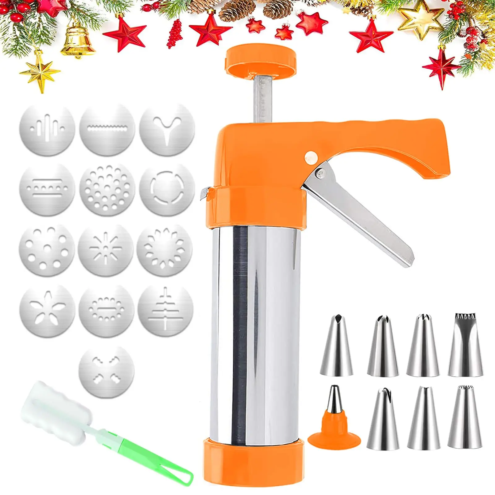Cookie Press Stainless Steel Cookie Press Gun with 13 Spritz Cookie ...