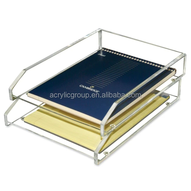 Clear Acrylic Organizer Tray,2 Tier Stackable Office File Storage ...