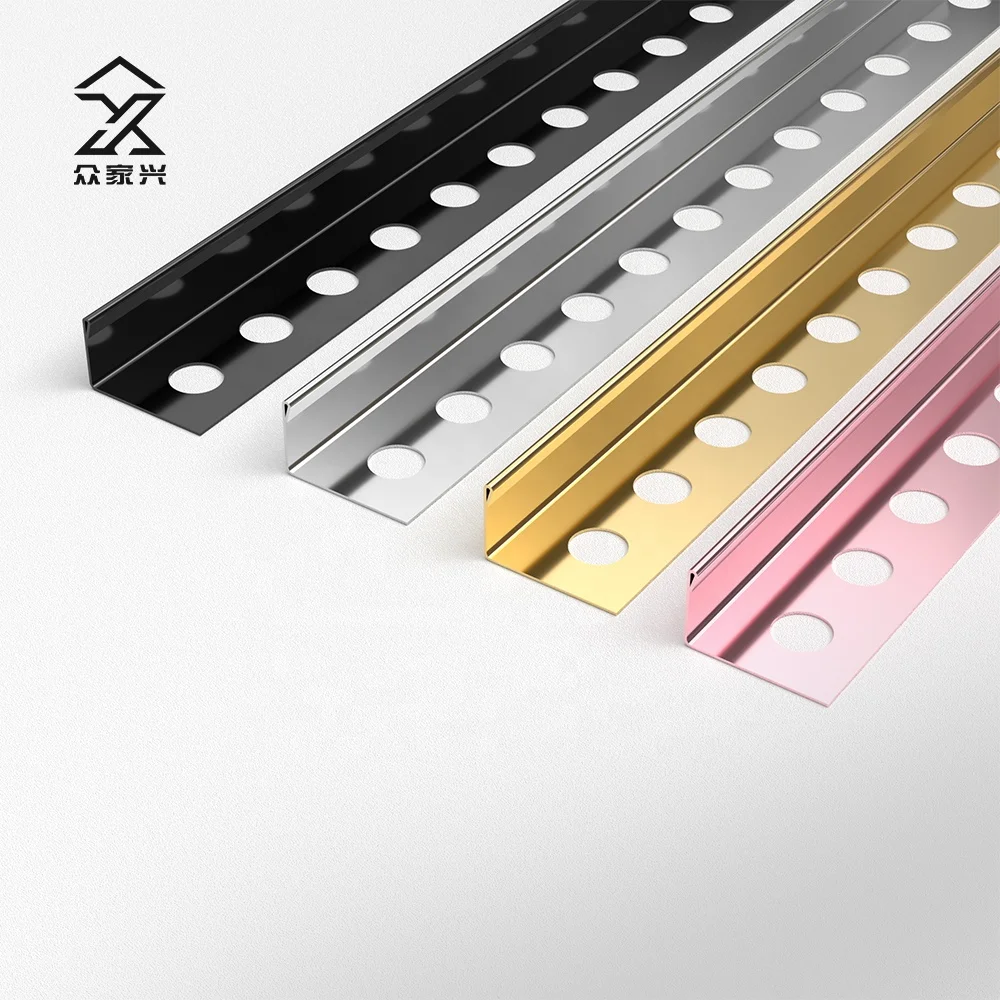 Foshan L Shaped stainless steel skirting board flooring Polished Edge Trim Decorative Corner Edge Tile Trim