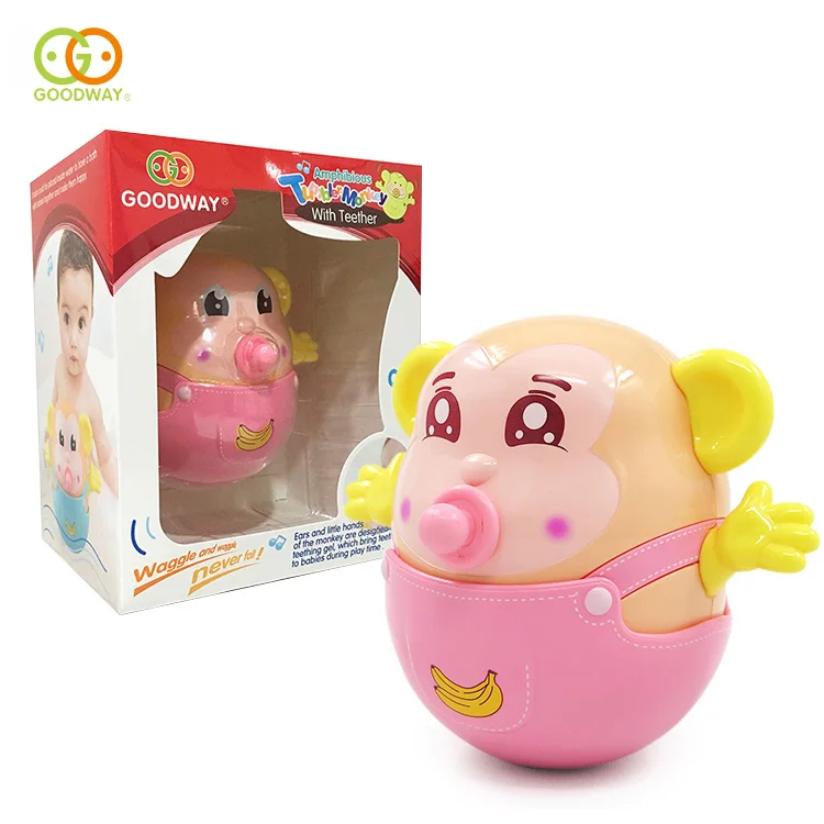 
 Забавные Ванна неваляшка детская зубная щетка Прорезыватель игрушка со встроенным колокол  