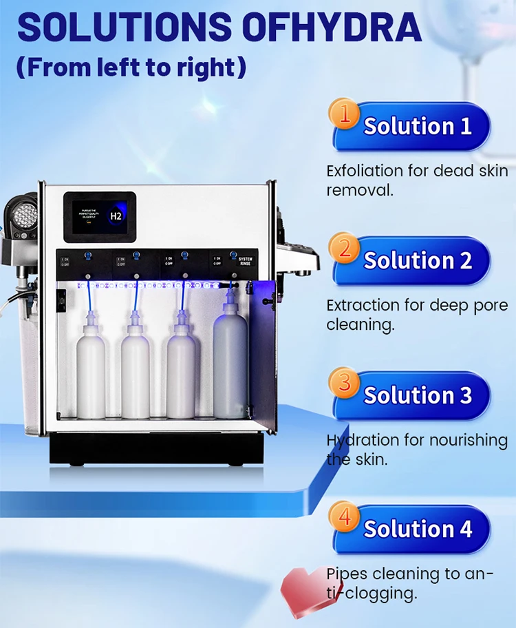 Commercial Hydrafacial Machine with 1 Year Warranty 3 Handles and 220W Working Power for Skin Rejuvenation