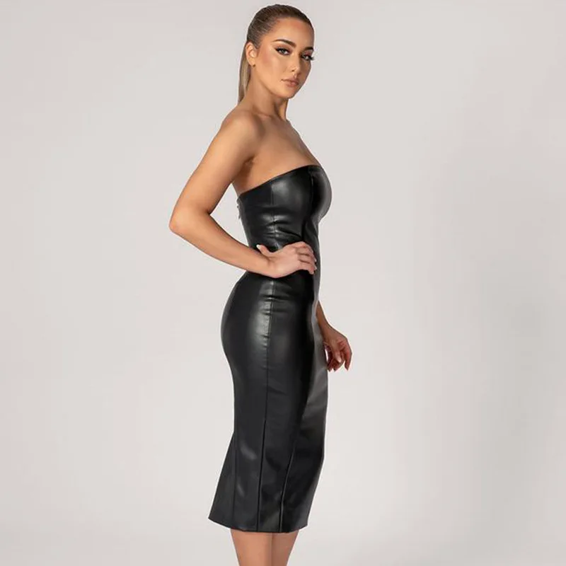 patent leather corset dress Maayan Black Vegan Leather Corset High Slit Drop Waist Maxi Dress (Archive  Sale)