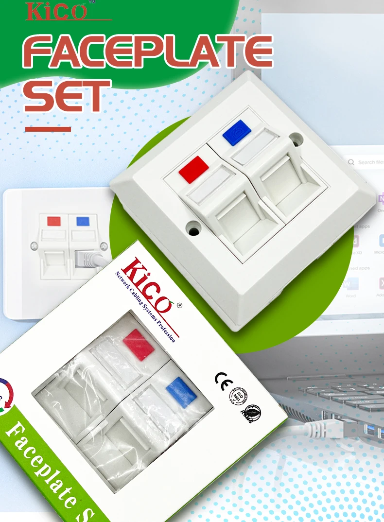 Kico Cat6 RJ45 2 Port Network Faceplate - Reliable & Versatile