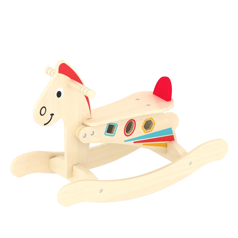 Manufacturer Directly Provides Wooden Toys for Trojan Horse Children's Baby Wooden Rocking Cart in One Rich Toys Rocking Horse