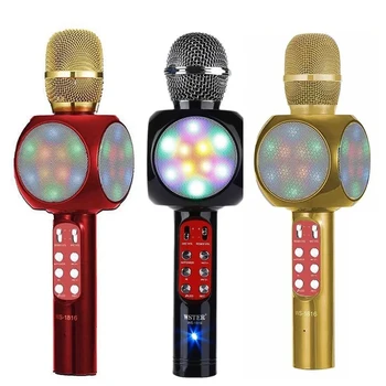 New hot sale kids musical instrument karaoke plastic toy singing microphone with colorful lights