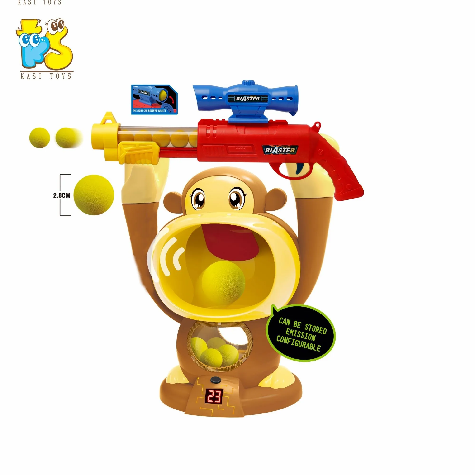 Wholesale 2019 most popular kid shooting toy gun game hungry big mouth monkey feeding game air gun with foam ball From m.alibaba
