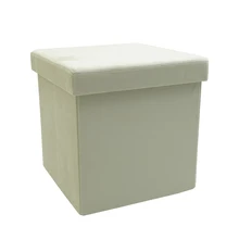 Luxury Cube Velvet square Foldable Ottoman Storage Stool Footrest