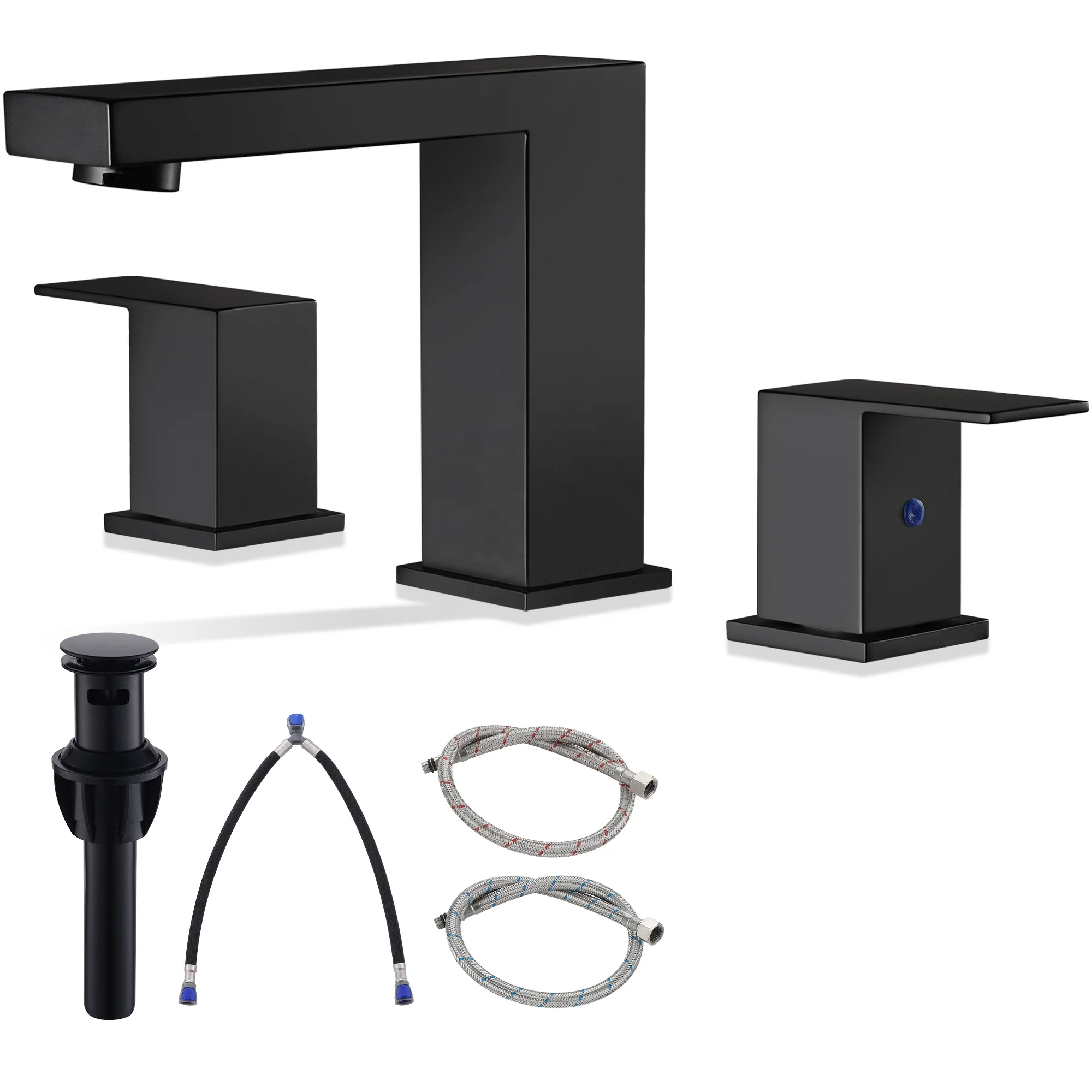 YIGENG Matte Black Modern Polished 3-Hole Single Handle Widespread Stainless Steel Deck Mounted Metered Touchless Sensor Faucet