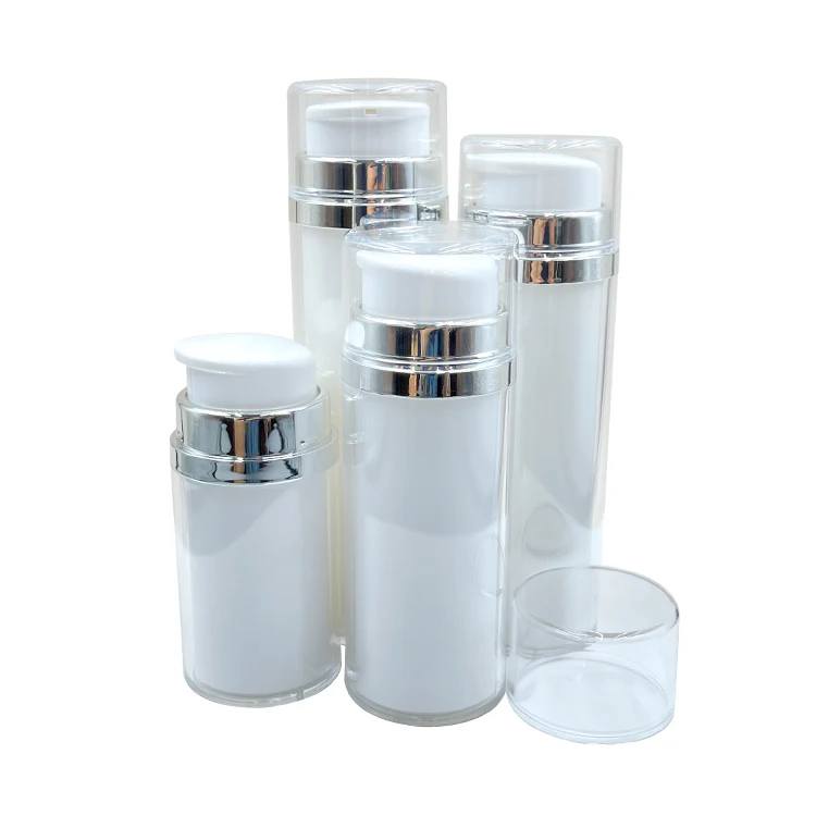 Skin care Packaging 50ml 80ml 100ml 120ml Aluminum Collar Airless Bottle Plastic Cosmetic Bottle