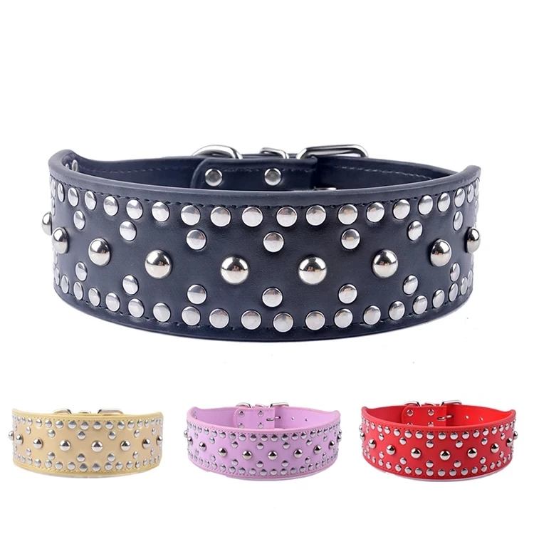 Pet supplies factory direct sales in large dogs mushroom nail dog collar 5CM wide leather rivet dog rope