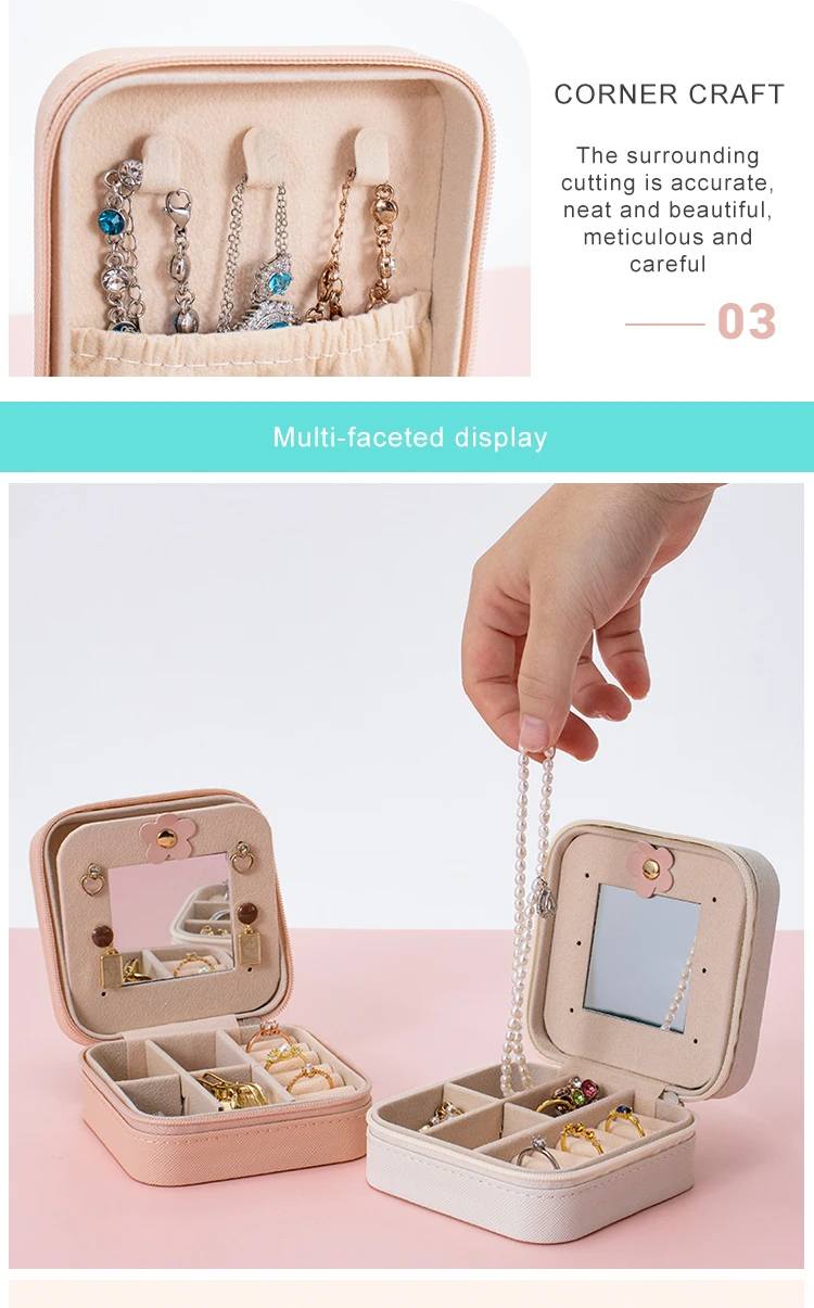 New Luxury Arrival Mini Leather Pu Small Travel Jewelry Box Organizer