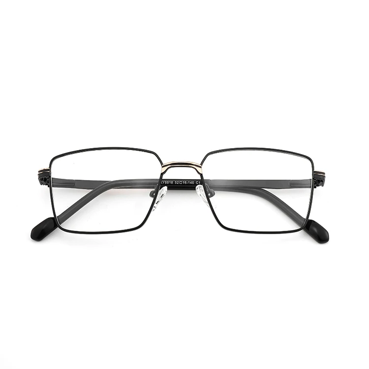 2024 Square Custom Logo Eyeglasses Frames Metal Eye Glasses Spectacle Frames Women Optical Frames Eyeglasses for Men