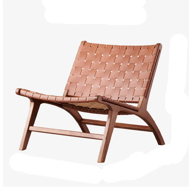 Nordic Single Leisure Saddle Chair Home Furniture Solid Wood Balcony Woven Chair Outdoor Sofa Chair