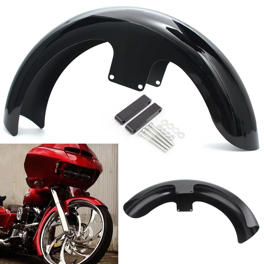 Painted Black 21 Wrap Front Fender Fits For Harley Davidson Touring Custom Baggers 