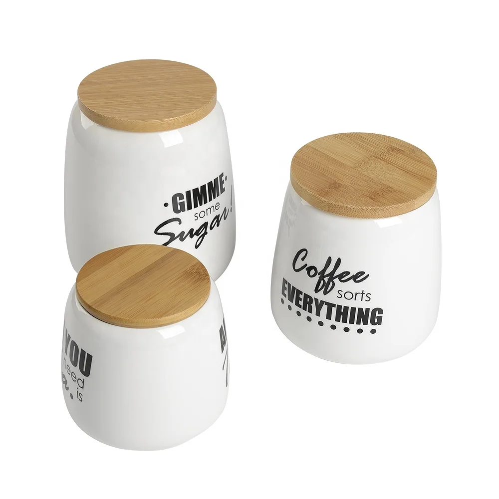 China Wholesale Kitchen Tea Coffee Sugar Ceramic Storage Jar Set with Spice  Set Canister Sets