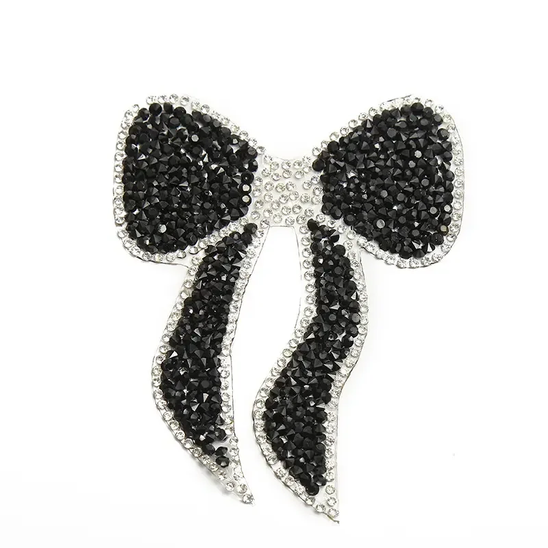 New Product butterfly Bow Shape Rhinestone Applique Custom Hot Resin Diamond Patch for Clothing