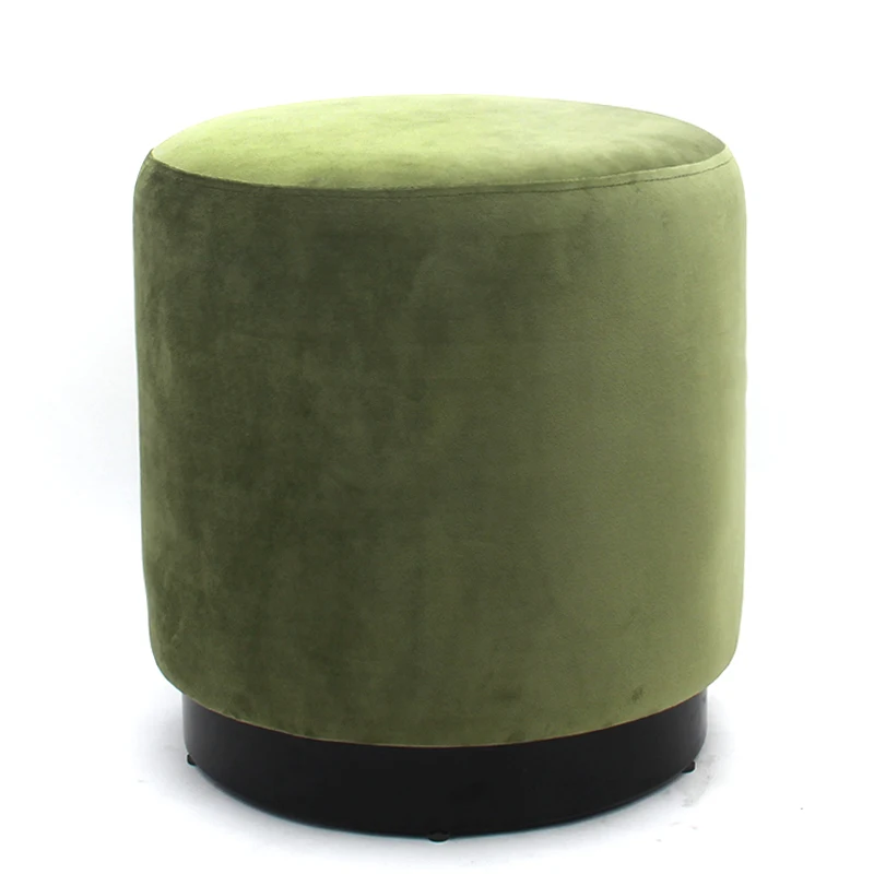 RTS Wedding Use High Quality Fabric Footstool Velvet Tufted Round Seat Colorful Ottoman with Gold Metal Base Stool Pouf