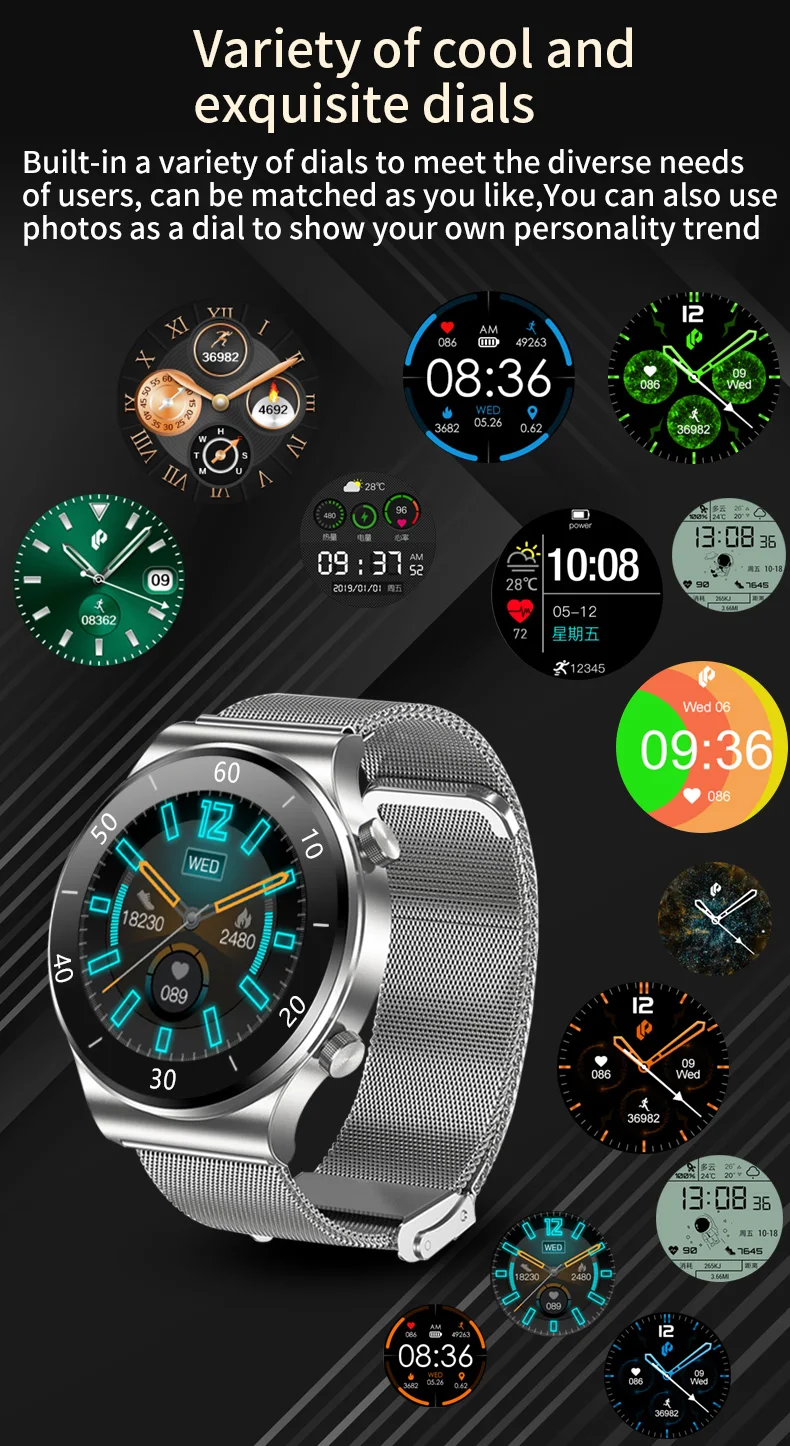 Reloj inteligente con pantalla táctil redonda S6 Pro 1.28 pulgadas IP67.